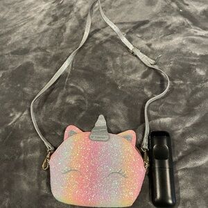 Glittery Unicorn Kids Bag - Pink and Silver